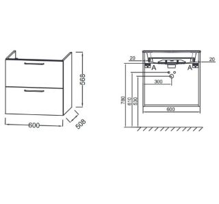 Тумба под раковину Jacob Delafon ODEON RIVE GAUCHE EB2520-R9-E52 ручки черные